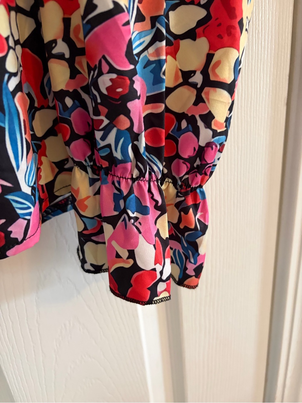 Smocked High-Neck Floral Blouse - Pink Multi - Picture 2 of 3